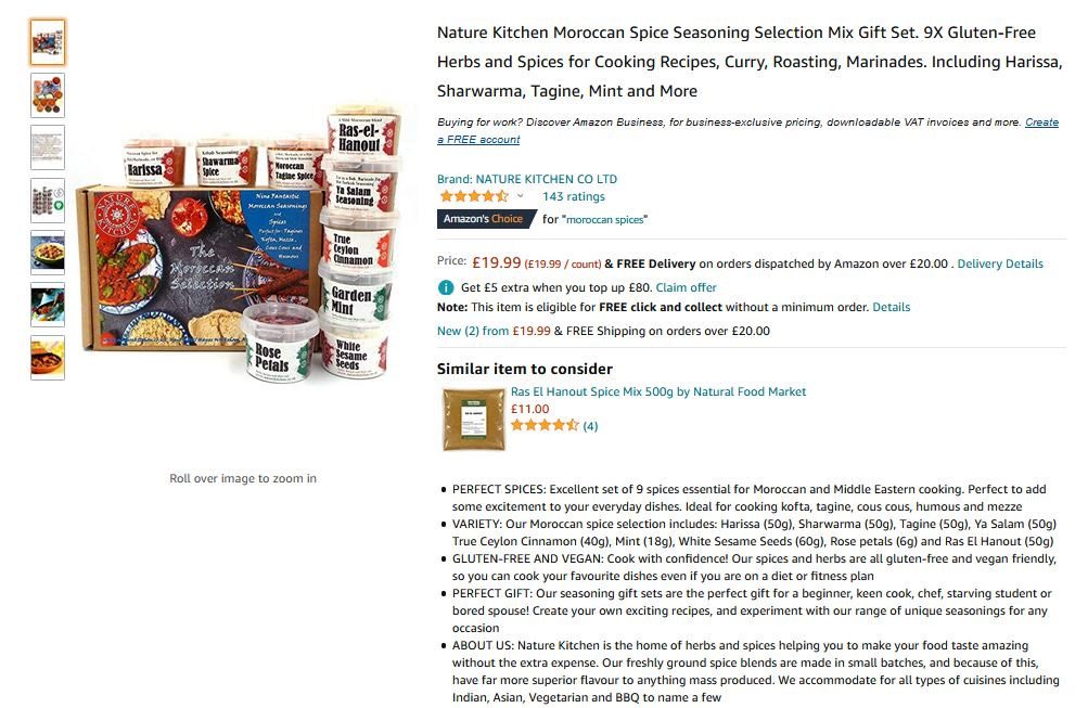 nature kitchen amazon listing page